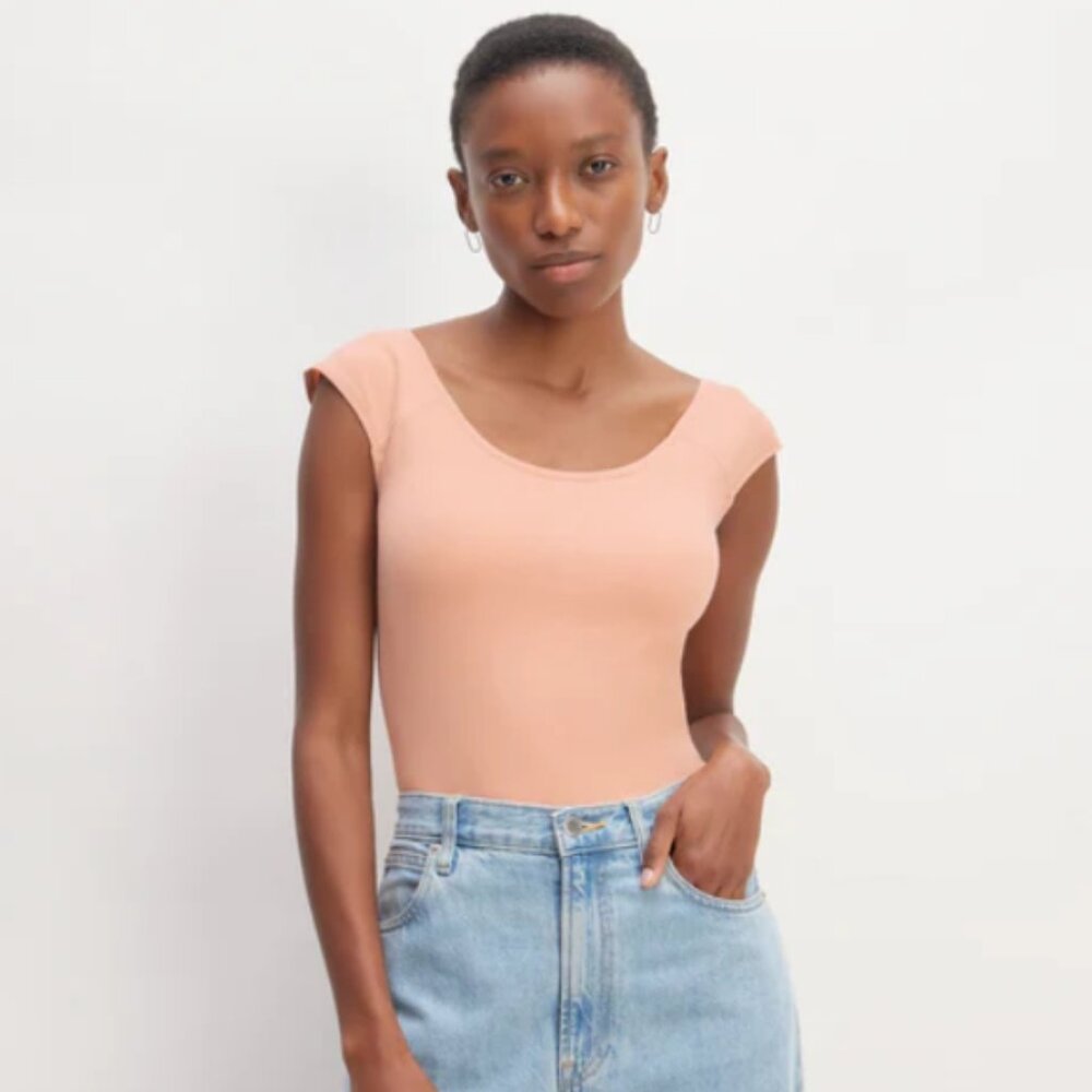 NWT Everlane - The Supima Form Cap Sleeve Tee - Blush Pink - Size S